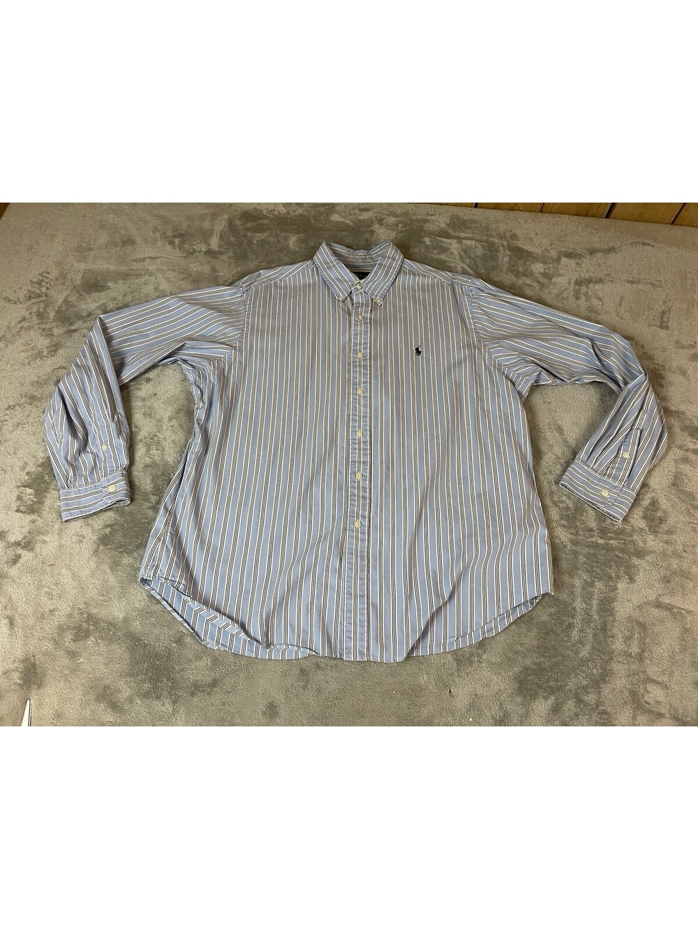 Ralph Lauren Classic Fit Men's XL Blue/White Striped Cotton Button-Down LS